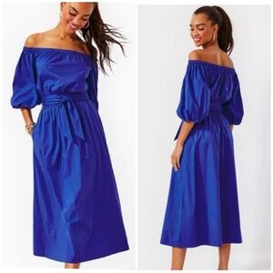 Lilly Pulitzer Shawnlee Elbow Sleeve Off-The-Shoulder Cotton Midi Maxi Dress S